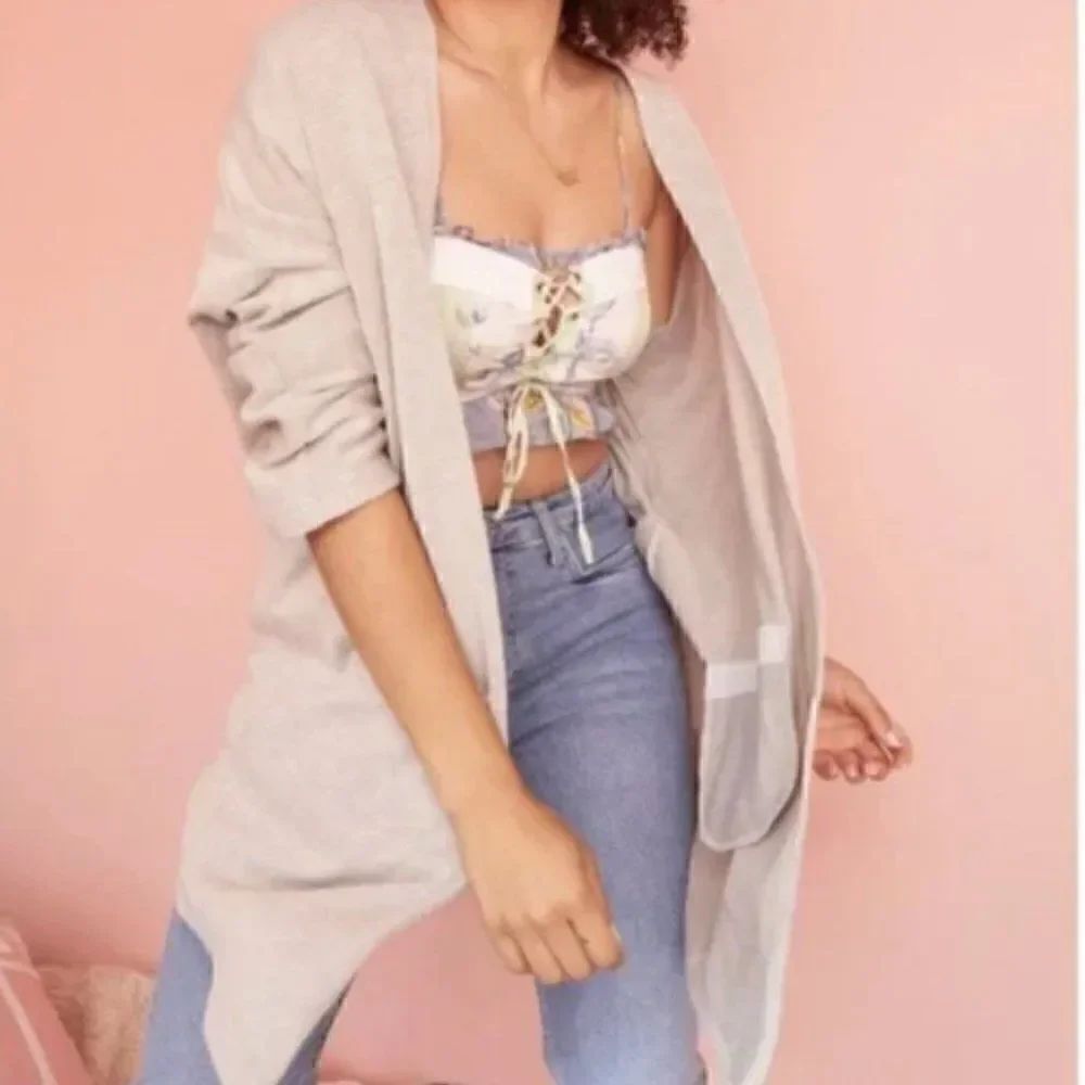 NWT DONNI Sandwash Stripe Ribbed Long Open Front Cardigan Sweater Women’s OS